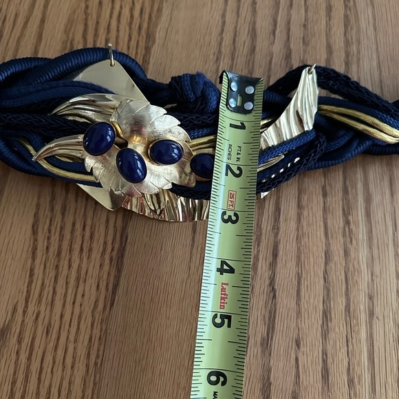 Carolyn Tanner Gold And Blue Statement Waist Belt - Picture 8 of 9